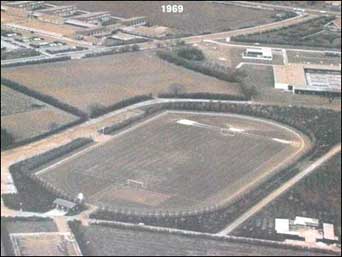 Brøndby Stadion set fra luften på billede taget i 1969.